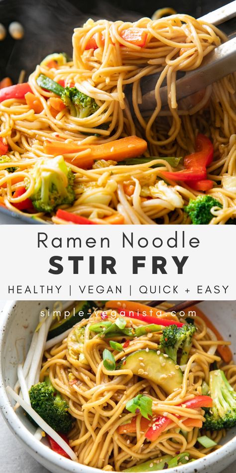 Ramen Noodle Veggie Stir Fry, Vegan Ramen Stir Fry, Ramen And Veggies, Easy Veggie Filled Meals, Healthy Veggie Filled Dinners, Ramen Veggie Stir Fry, Healthy Noodle Stir Fry, Veggie Filled Lunch, Healthy Noodle Dishes