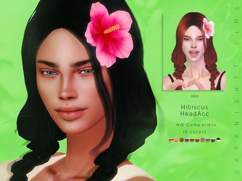 DarkNighTt's Hibiscus HeadAcc Improve Myself, Sims 4 Cas Mods, Pelo Sims, Free Sims 4, Sims 4 Cc Makeup, Sims 4 Expansions, Play Sims, Sims 4 Cc Folder, Sims 4 Teen