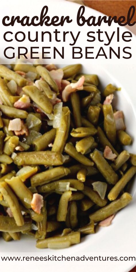 Greenbean Recipes Canned, Green Beans From Can Recipes, Blue Lake Green Beans Recipe, Green Bean Recipes Using Canned Beans, Green Beans From A Can Recipes, Best Green Beans Canned, Cooking Canned Green Beans, Southern Green Beans Canned, Copycat Cracker Barrel Green Beans