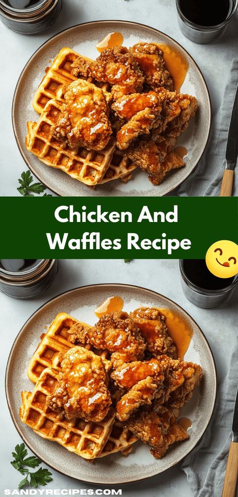 Need a crowd-pleasing meal that’s fun and delicious? Discover this Chicken and Waffles recipe, which features tender chicken and golden waffles. It’s a fantastic choice for family gatherings or weekend brunches! Homemade Chicken And Waffles Recipes, Chicken And Waffles Brunch, Chicken Waffles Recipe, Buttermilk Marinated Chicken, Chicken And Waffles Recipe, Easy Waffle Recipe, Fried Chicken And Waffles, Fluffy Waffles, Waffles Recipe