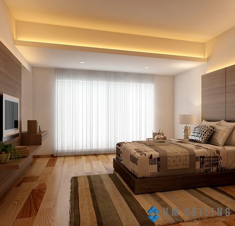 Bedroom False Ceiling & Cove Lighting Singapore Landed House - Punggol - VM False Ceiling Singapore Partition Wall Contractor Cove Lighting Ceiling, Ceiling Cove, Landed House, Cove Light, Bedroom False Ceiling, Cove Ceiling, Elevated Bed, Pop False Ceiling Design, Ceiling Design Living Room