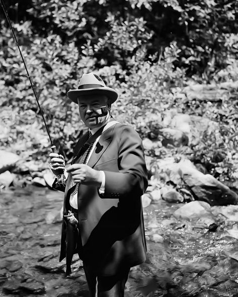 Herbert Hoover fishing Contributor Names Harris & Ewing, photographer Created / Published [1936] Retrieved from the Library of Congress, https://www.loc.gov/item/2016882826/. Herbert Hoover, Us Presidents, Library Of Congress, Black And White Photographs, The Library, Vintage Photographs, Hunting Fishing, Mountain Backpack, Bradley Mountain