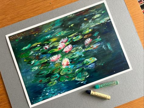 Water Lilies Oil pastel on cold pressed watercolour paper (A4) Oil Pastel Art, Watercolour Paper, Mind Map, Pastel Art, Water Lily, Cold Pressed, Water Lilies, Oil Pastel, Watercolor Paper