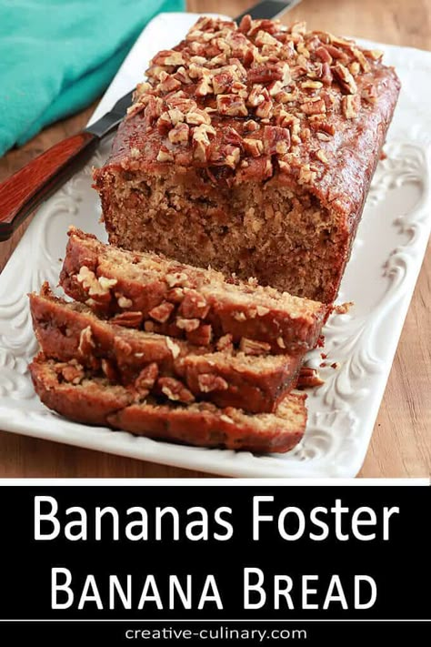 Banana Foster Recipe, Banana Pecan Bread, Rum Butter, Delicious Banana Bread, Banana Rum, Culinary Food, Best Homemade Bread Recipe, Butter Glaze, Loaf Cakes