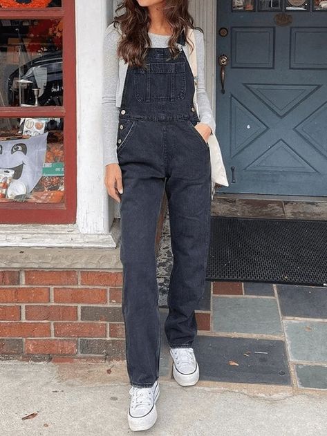 Washed Straight Leg Denim Overall – AnotherChill Outdoorsy Clothes, Boyfriend Jeans Outfit Summer, Summer Outfit Accessories, Black Denim Overalls, Cutest Clothes, Outfit References, Church Fits, Accessory Inspo, Overalls Outfit