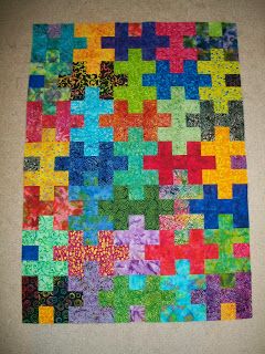 Sew Cook and Travel: Jigsaw Puzzle Quilt Top in Batiks Puzzle Quilt Pattern, Make A Puzzle, Puzzle Ideas, Deer Quilt, Puzzle Quilt, Rail Fence Quilt, Jelly Roll Quilt Patterns, Homemade Quilts, Scrappy Quilt Patterns