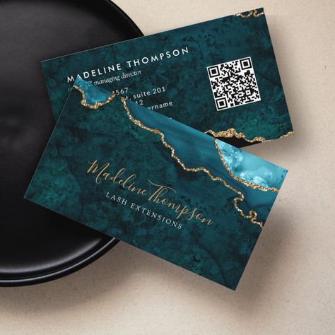 Elegant QR Code Teal Green Marble Agate Geode Business Card Marble Posters Graphic Design, Teal Home Office, Blue Hex Code, Card Logo Design, Resin Business, Business Card Logo Design, Cute Business Cards, Chocolate Packaging Design, Business Poster