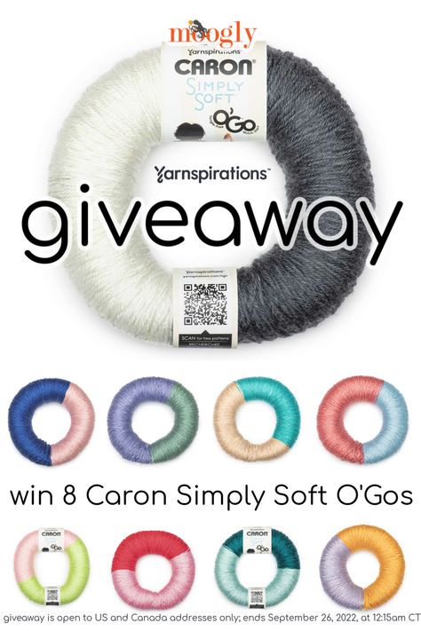 Caron Simply Soft O'Go is here! It's the same Caron Simply Soft you have used for years, but in a new tangle-free shape - with two colors in every skein! Take a closer look at this fabulous development in yarn and enter to win 8 skeins of Caron Simply Soft O'Go on Moogly! The Caron Simply Soft O'Go Giveaway is open to US and Canada addresses only (void where prohibited). The giveaway ends September 26, 2022, at 12:15am Central US time. via @moogly 100 Crochet Stitches, Caron Simply Soft, Free Shapes, Quick Stitch, Giveaway Time, Pin Image, What To Make, Enter To Win, Soft Yarn