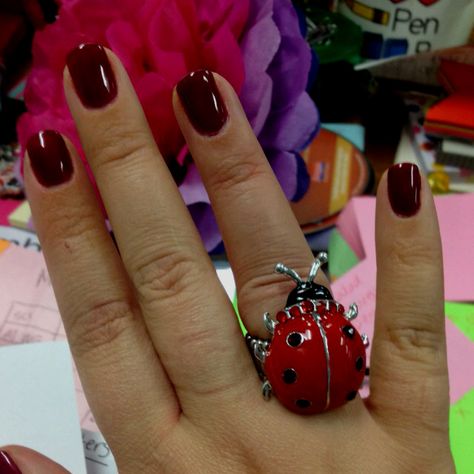 Ladybug Ring, Ladybug Jewelry, A Ladybug, Ceramic Necklace, Funky Jewelry, Cute Little Things, Nail Color, Dream Jewelry, Lady Bug