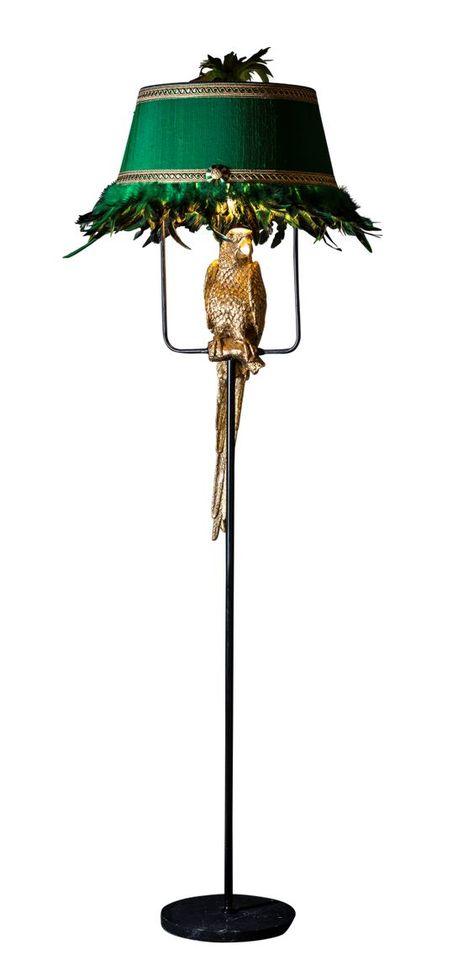 Green Floor Lamp, Marie Martin, Eclectic Lamps, Feather Lamp, Animal Lamp, Maximalist Home, I Love Lamp, Maximalist Decor, Funky Furniture