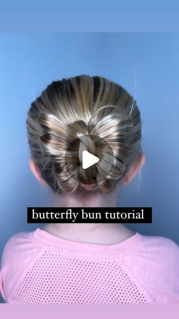 Butterfly Hair Updo, Butterfly Hair Bun, Butterfly Hair Styling, Hair Bow Bun Tutorial, Butterfly Bun Hairstyle, Bun Hairstyles For Kids, Bow Bun Hairstyle, Butterfly Bun, Butterfly Ponytail