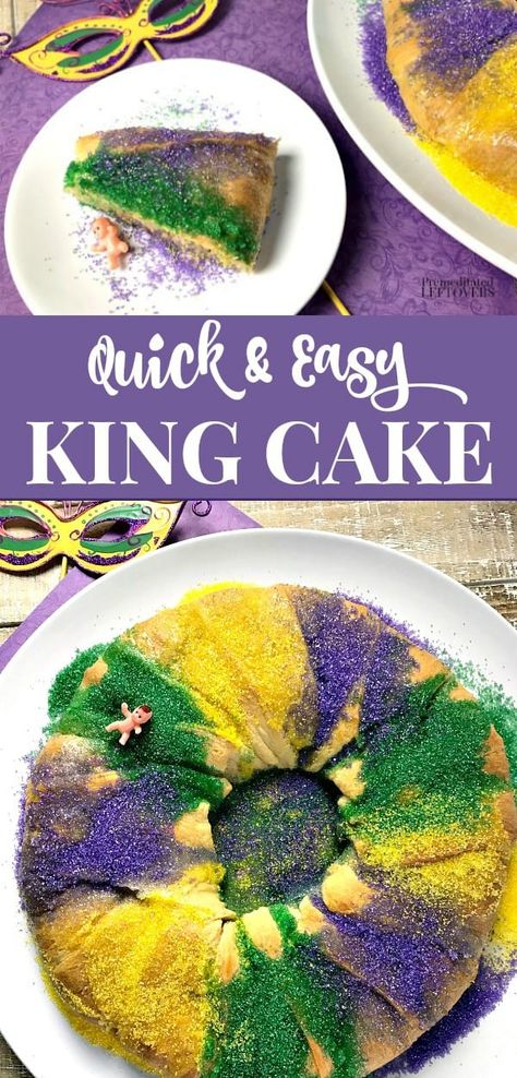 Easy King Cake Recipe, Easy King Cake, Mardi Gras Desserts, King Cake Recipe Easy, Mardi Gras Cake, King Cake Recipe, Cakes To Make, Mardi Gras King Cake, Mardi Gras Food