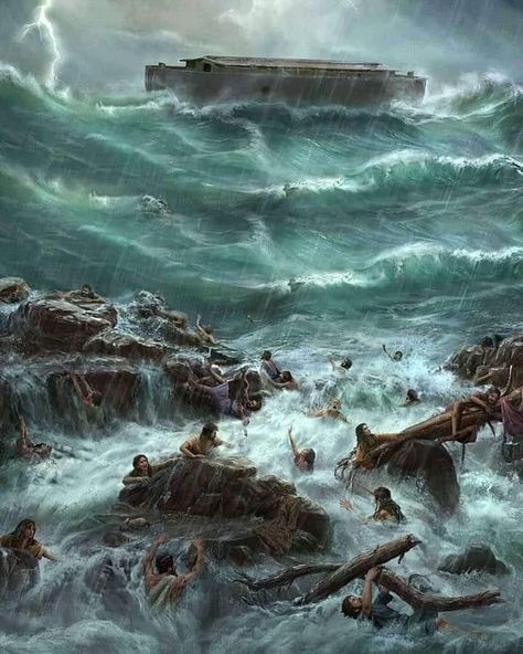 Noah Flood, Biblical Artwork, Bible Artwork, Powerful Pictures, Heaven Art, Bible Images, Bible Illustrations, Noah S Ark, Bible Characters