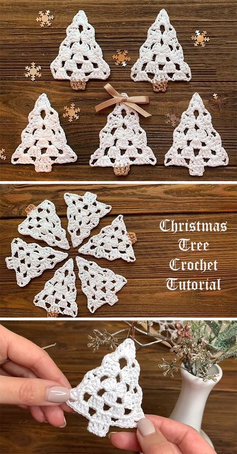 Christmas Tree Ornament Pattern, Crochet Christmas Tree Ornament, Crochet Christmas Tree, Crochet Ornament Patterns, Crochet Tree, Crochet Snowflake Pattern, Crochet Christmas Gifts, Crochet Xmas, Crochet Christmas Trees