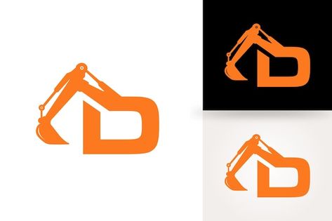 Vector excavator logo with d letter for ... | Premium Vector #Freepik #vector #construction-illustration Excavating Logo Design, Construction Equipment Logo, Construction Logo Ideas, Machinery Logo, Towing Logo, Therapy Branding, Construction Illustration, Excavator Logo, Construction Logos