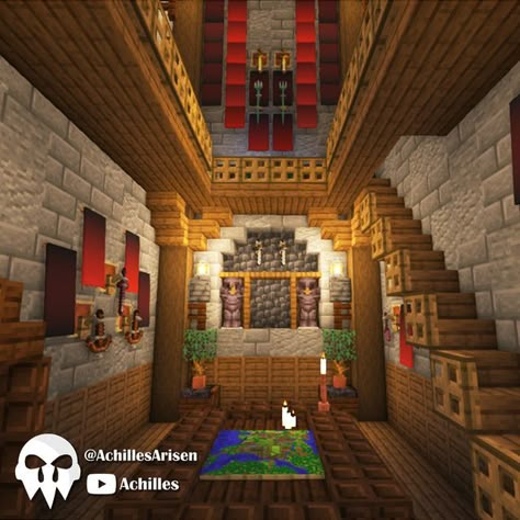 Minecraft Medieval House, Minecraft Castle Designs, Minecraft Underground, Interior Minecraft, Minecraft Mansion, Minecraft Interior, Minecraft Interior Design, Minecraft House Plans, Easy Minecraft Houses