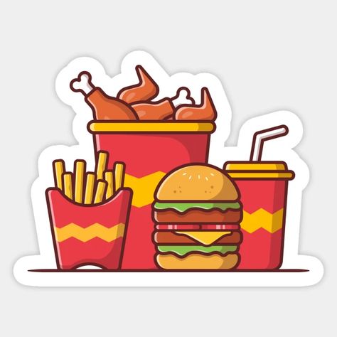 Fast Food - Burger - Sticker | TeePublic Fast Food Burger, Fast Food Logos, Nike Logo Wallpapers, Food Burger, Food Cartoon, Food Stickers, Cartoon Stickers, Logo Food, Food Drawing