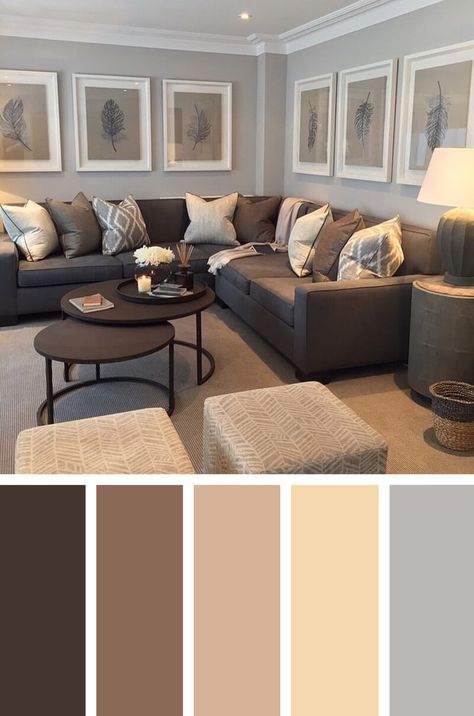 Grey And Brown Living Room, Good Living Room Colors, Living Room Decor Brown Couch, Colour Hallway, Living Room Color Schemes, Modern Hallway, Trendy Living Rooms, Room Paint Colors, Room Color Schemes