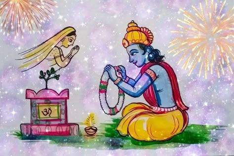 Vivah Images, Mera Krishna, Tulasi Vivah, Dev Deepawali, Tulsi Vivah, Tirupati Balaji, Gods Goddesses, Krishna Drawing, Sanatan Dharma