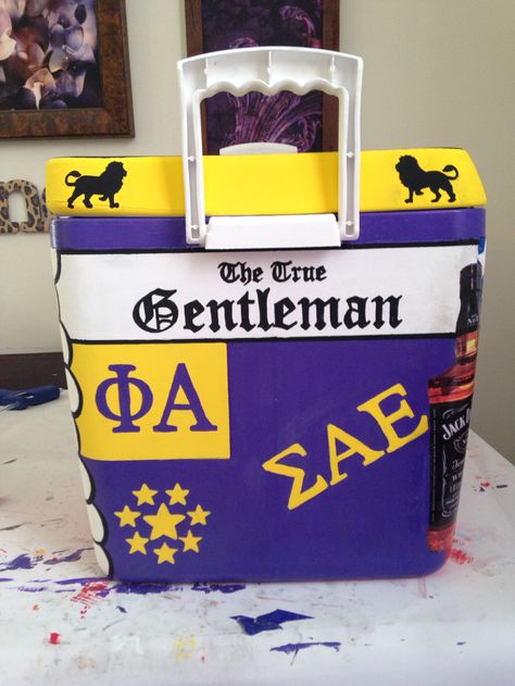 Cooler I painted for a Sigma Alpha Epsilon from the University of Miami Beta Cooler, Sae Fraternity, Nola Cooler, Miami College, Formal Cooler Ideas, Fraternity Formal, Formal Cooler, Fraternity Coolers, Lambda Chi Alpha