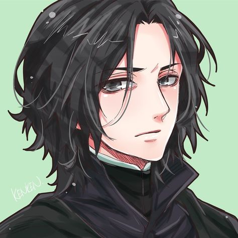 Art by @kentakoyakihk on Insta Severus Snape Fanart Cute, Severus Snape Icon, Severus Snape Fan Art, Draco X Harry, Young Severus Snape, Harry Potter Snape, Severus Snape Art, Snape Fanart, Snape Fan Art