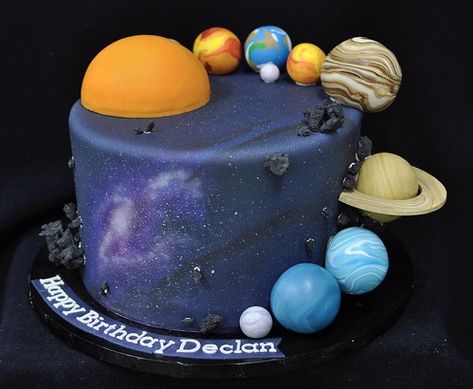 Solar system cake | Jenny Wenny | Flickr Galaxy Cake With Planets, Planet Theme Cake, Planet Cakes Solar System, Solar System Cakes For Kids, Cake Solar System, Solar System Birthday Cake, Aesthetic Solar System, Planet Birthday Cake, Solar System Preschool