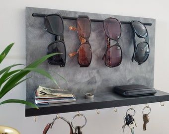 Keys And Sunglasses Holder, Key And Sunglasses Holder, Key And Sunglass Holder Diy, Sunglass Rack Diy, Sun Glass Holder, Sunglasses Rack Diy, Wall Sunglass Holder, Sunglasses Wall Display, Sunglasses Holder Wall