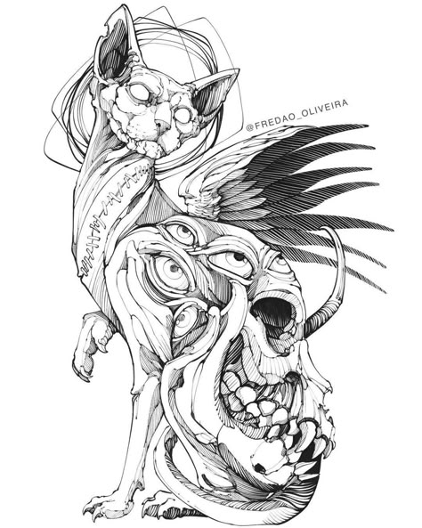 Scary Animal Tattoo, Tattoo Logo Design, Black White Tattoo, Tattoo Gato, Collage Tattoo, Character Tattoos, Tattoo Logo, Wrist Tattoo Ideas, Creepy Cat