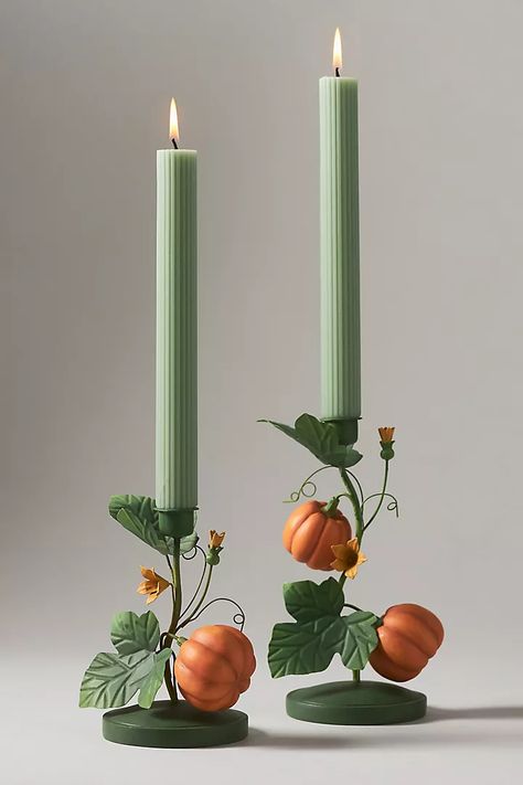 New Fall Home and Furniture Décor | AnthroLiving Halloween Interior Decor, Stylish Halloween Decor, Halloween Candle Holder, Wood Pillar Candle Holders, Living Room Candles, Anthropologie Candle, Pearl Candle, Thanksgiving Time, Ceramic Lantern