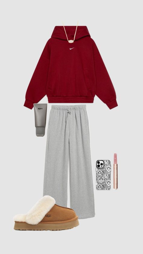 Sweatpants And Uggs Outfit, Red Sweatpants Outfit, Red Sweatpants, Sweatpants Outfit, Uggs Outfit, Cute Lazy Day Outfits, Cute Lazy Outfits, Simple Trendy Outfits, Cute Everyday Outfits