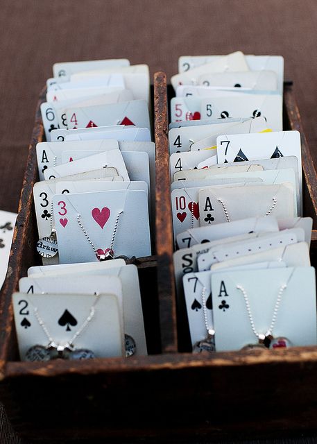 Use playing cards for storing or displaying jewelry!  CUTE    ~ on flickr  Clover_Oct_163 Craft Display, Craft Show Displays, Craft Booth, Craft Show Ideas, Cool Ideas, Jewelry Display, Cool Stuff, Bijoux Diy, Jewellery Display