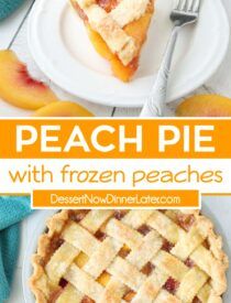 Peach Pie With Frozen Peaches, Peach Pie Recipes Easy, Single Pie Crust, Double Crust Pie, Best Peach Pie Recipe, Peach Pie Filling Recipes, Peaches Dessert, Easy Peach Pie, Fruit Pie Recipe