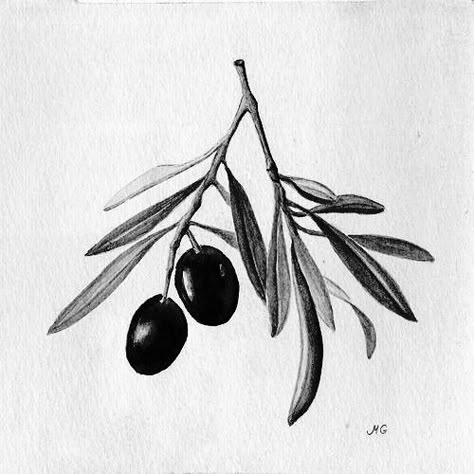 Olive Leaf Drawing, Black Olive Tattoo, Olive Brand Tattoo, Olive Drawing, Smiley Face Tattoo, Culinary Tattoos, Olive Tattoo, Olive Branch Tattoo, Chef Tattoo