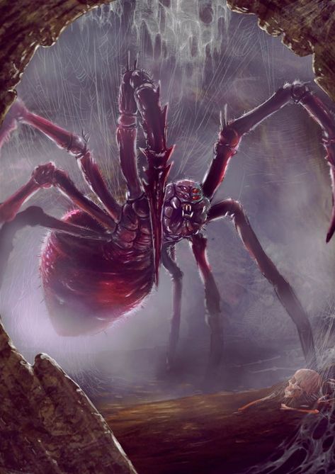 Giant Spider Fantasy Art, Giant Spider Art, Spider Fantasy Art, Demon Concept Art, Fantasy Spider, Monster Spider, Spider Cute, Spider Monster, Spider Demon