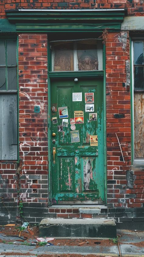 Weathered Doorway Entrance: A #wellworn green #doorway beset with flyers stands as a testament to #urbanhistory and #citynarratives.⬇️ Download and 📝 Prompt 👉 https://stockcake.com/i/weathered-doorway-entrance_462443_536002 Doorway Reference, Doorway Photography, Door Reference, Doors Photography, Open Doorway, Font Door, Doorway Entrance, Peeling Wall, Door Photography