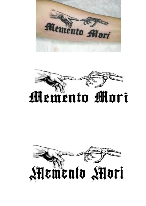 Momento Mori Momento Vive Tattoo, Тату Momento Mori, Memento Mori Tattoo Design, Hands Tattoo Design, Momento Mori Tattoo, Memento Mori Tattoo Ideas, Matching Tattoos For Siblings, Memento Mori Tattoo, Inspiring Quote Tattoos