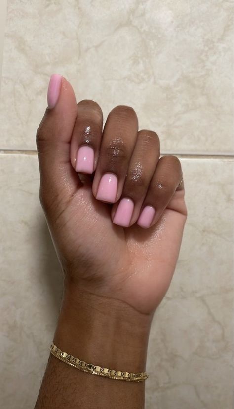 Nails Shallec Ideas, Polished Nails Natural, Nail Inspo For Really Short Natural Nails, Nurse Friendly Nails, Pink Sns Nail Designs, Short Nail Biab, Natural Nail Inspo Short Design, Manicure Ideas Natural Nails, Overlay Nails Ideas