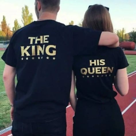 Celebrate your love with our matching Couples King and Queen t-shirt set! Made with soft, high-quality material, these shirts are perfect for showing off your relationship in style. With bold and playful designs, these shirts will bring a smile to your face every time you wear them. Rule your kingdom together with our King and Queen t-shirt set. #hoodie #store #business #businessowner #tshirtdesign #tshirts #tshirtslovers #tshirtslovers #tshirtonline #smallbusiness #shopify #clothing #clothes His Queen, Matching T Shirts, Couple Tees, Queen Tshirt, Feb 8, Straight Dress, Fashion Couple, Sports Suit, Matching Couples