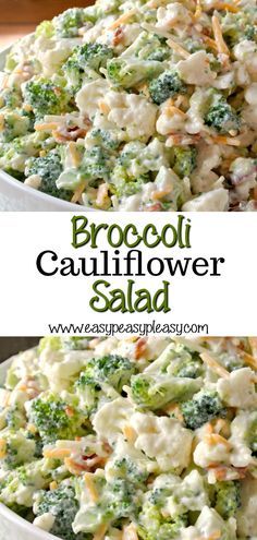 Sweet Broccoli, Broccoli Cauliflower Salad, Resep Salad, Broccoli Salad Recipe, Cauliflower Salad, Potluck Dishes, Broccoli Cauliflower, Best Salad Recipes, Veggie Salad