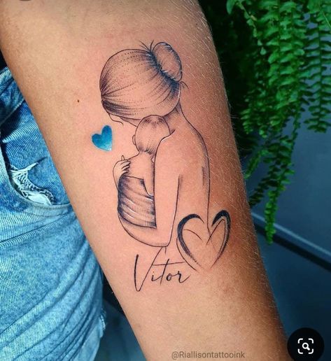 Mutterschaft Tattoos, Baby Tattoo Designs, Mom Tattoo Designs, Mommy Tattoos, Mother Tattoos, Tattoo For Son, Leg Tattoos Women, Classy Tattoos