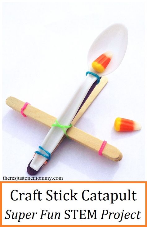 how to make a craft stick catapult -- STEM activity for kids Catapult Stem Challenge, Catapult Craft, Catapult Diy, Simple Stem Activities, Stem Activity For Kids, Fun Stem Activities, Crafts Simple, Sharpie Crafts, Stem Activity