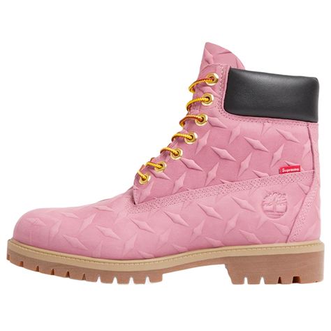 Timberland x Supreme Diamond Plate 6 Inch Premium Waterproof Boot 'Pink - 23FW' TB0A6DF9661 Pink Timbs, Pink Timberland Boots, Pink Timberlands, Limited Edition Sneakers, Street Fashion Men Streetwear, Men Streetwear, Diamond Plate, Apparel Shop, Sports Sneakers