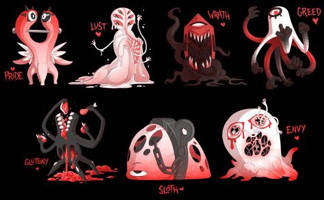 Seven Little Sins by https://www.deviantart.com/blinkpen on @DeviantArt The Seven Deadly Sins, Monster Characters, Fantasy Artist, Seven Deadly Sins, Traditional Paintings, Famous Artists, The Seven, Japanese Anime, Circus