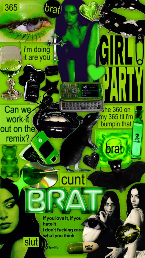 🍏 #brat #charlixcx #wallpapers #collages #aesthetic #billieeilish #neongreen Collages Aesthetic, Chanel Party, 2000s Fashion Trends, Charli Xcx, 2000s Fashion, What You Think, Billie Eilish, Mood Boards, Thinking Of You