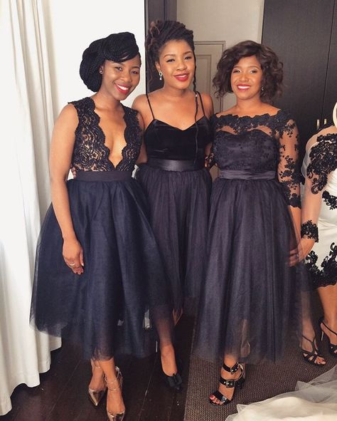 Black is Beautiful  #bridesmaids #hairbynodi #bridalhairstylist Bridesmaid Dress Mismatched, Bridesmaid Dress Tulle, Short Bridesmaid Dress, Tea Length Bridesmaid Dresses, Tulle Bridesmaid, Navy Blue Prom Dresses, Custom Bridesmaid Dress, Mismatched Bridesmaids, Mismatched Bridesmaid Dresses