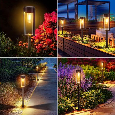 LETMY Solar Pathway Lights Outdoor, New Upgraded 6 Pack Solar Outdoor Lights, IP65 Waterproof Auto On/Off Solar Garden Lights Solar Powered Landscape Path Lights for Yard Lawn Patio Walkway Driveway Outdoor Furniture Inspiration, Solar Powered Garden Lights, Solar Yard Lights, Walkway Lighting, Solar Path Lights, Outdoor Walkway, Solar Landscape Lighting, Solar Landscape, Solar Pathway Lights