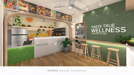 Where fresh flavors meet fresh design! 🍃 Our latest juice shop interior brings a blend of calm and vibrance, with a lush green wall and arch framing the heart of the space. Fresh decor for a fresh experience 🌿💚 Project: Cherry Blend – A fusion Juice & Dessert Outlet Location: Jaipur, Rajasthan #samas_dc #InteriorDesign #JuiceShop #InteriorCafe #CafeDesign #VibrantInterior #Jaipur #GreenWallDecor #AestheticInteriors #NatureInspiredDesign #FreshSpaces #DesignGoals #InstaDecor #ModernCafe #Coz... Juice Centre Design, Juice Shop Interior, Juice Shop, Modern Cafe, Green Wall Decor, Fresh Juice, Nature Inspired Design, House Interiors, Jaipur Rajasthan