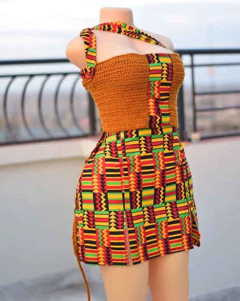 A thing of beaury 😍 2 piece Ankara crochet Made with love 😍 #crochetnairobi #crochetersofinstagram #crochetkenya #crochet #crochetaddict #cute #cochetankara #crochetlove Chitenge Outfits, Crochet Halter Dress, Crochet Barbie Clothes, Mode Crochet, Crochet Barbie, Crochet Clothing And Accessories, Crochet Halter, Ankara Dress, Fun Crochet