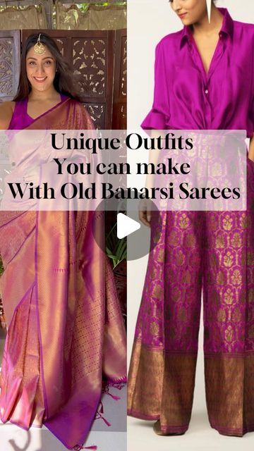 Meghna Singh 🧿 on Instagram: "📌Save these  Reuses of Banarsi Sarees for the upcoming festivities and Wedding season .. 

👉Let me know which one you liked ..

The Last one is definitely my Favourite and looks Supa Chic .. 

➡️Follow for more such inspiration 

#saree #sareereuse #reusebanarsisaree #banarsisaree #repurposesaree #banarsisareereuse #loveforsaree #sareereuseideas" Banarsi Saree Look, Saree With Pants, Banarsi Saree, Stitching Dresses, Indian Wedding Wear, Designer Party Wear Dresses, Saree Look, Banarasi Sarees, Party Wear Dresses