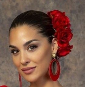 Flamenco Hair, Fiesta Costume, Spanish Hairstyles, Spanish Flowers, Night Hairstyles, Power Red, Tango Dance, Spanish Fashion, Quick Braided Hairstyles